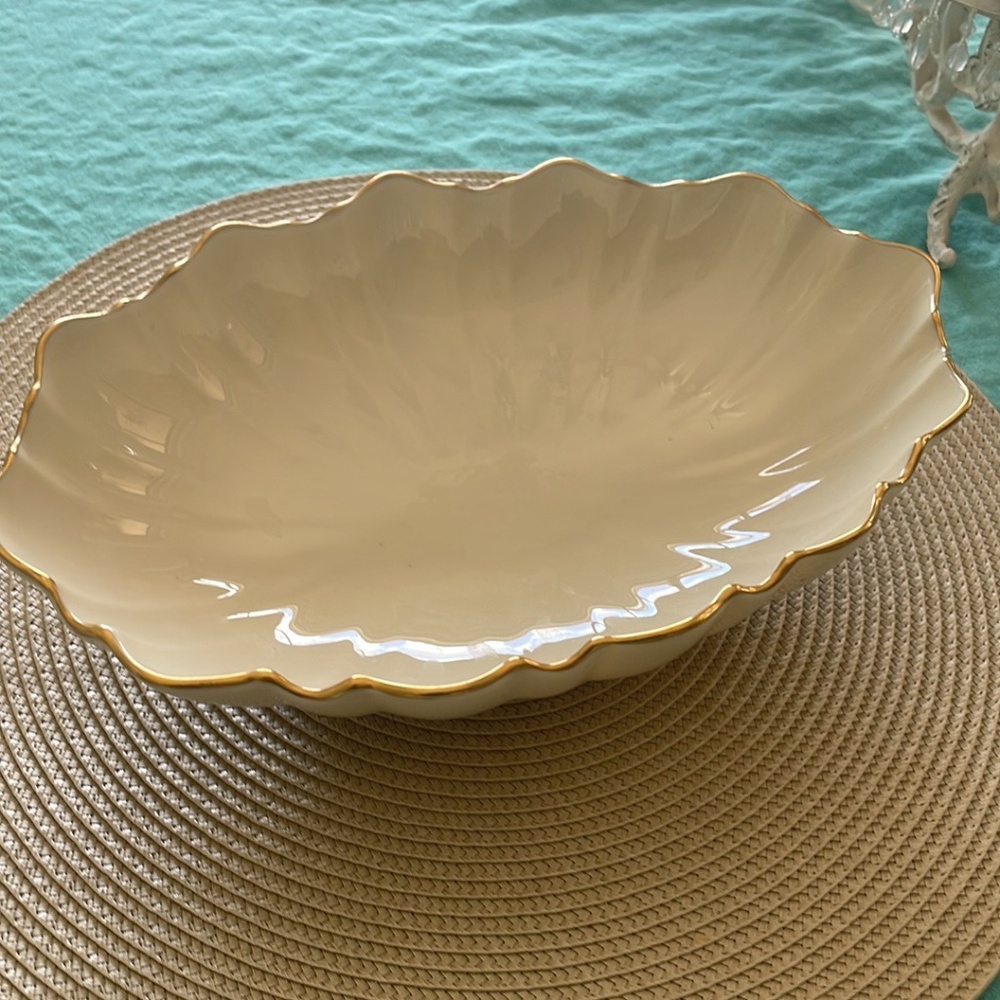 Lenox Vegetable Serving Bowl 24K Gold Trim Vintage USA Flawless